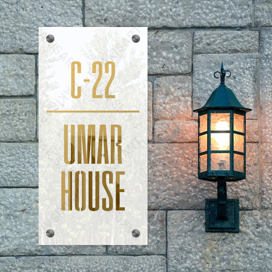 White and Gold Name Plate