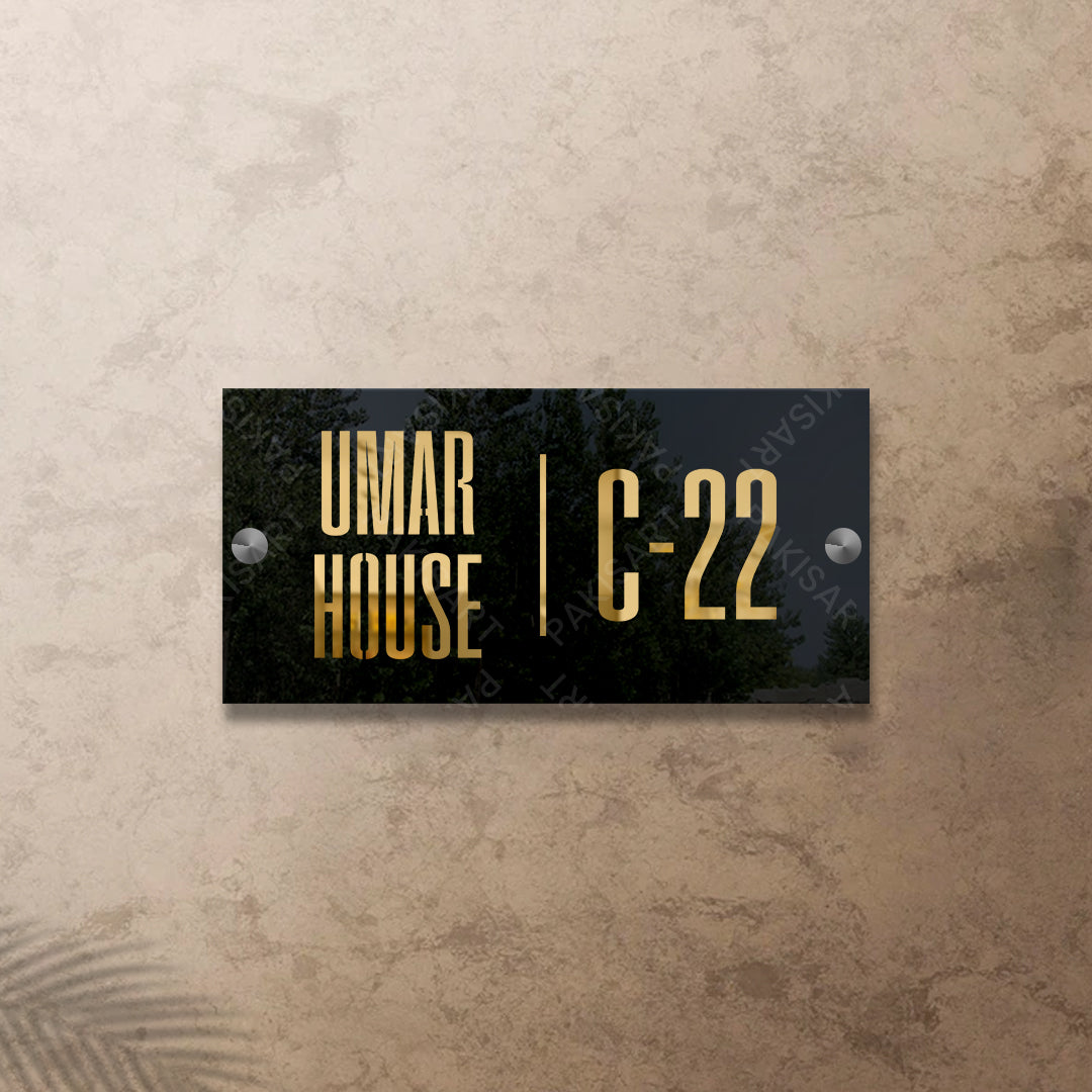 Black and Gold House Name Plate