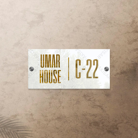 White and Gold Name Plate