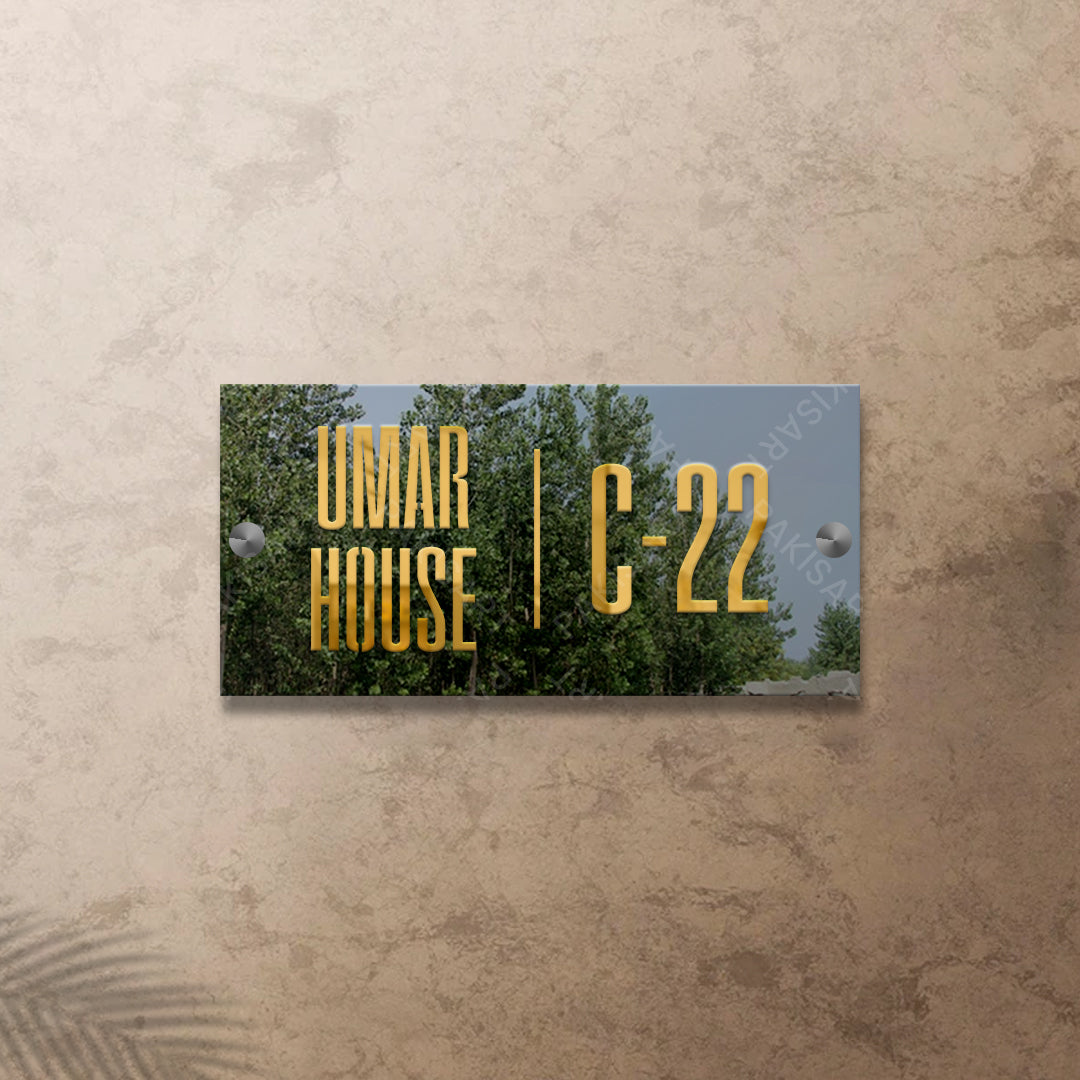 Silver and Gold House Name Plate