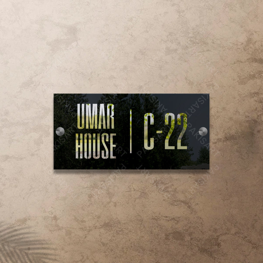 Black and Silver House Name Plate