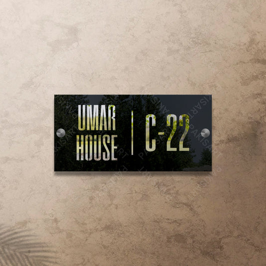 Black and Silver House Name Plate