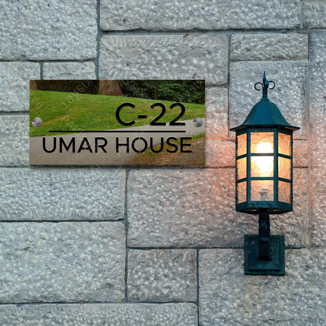 Silver and Black House Name Plate