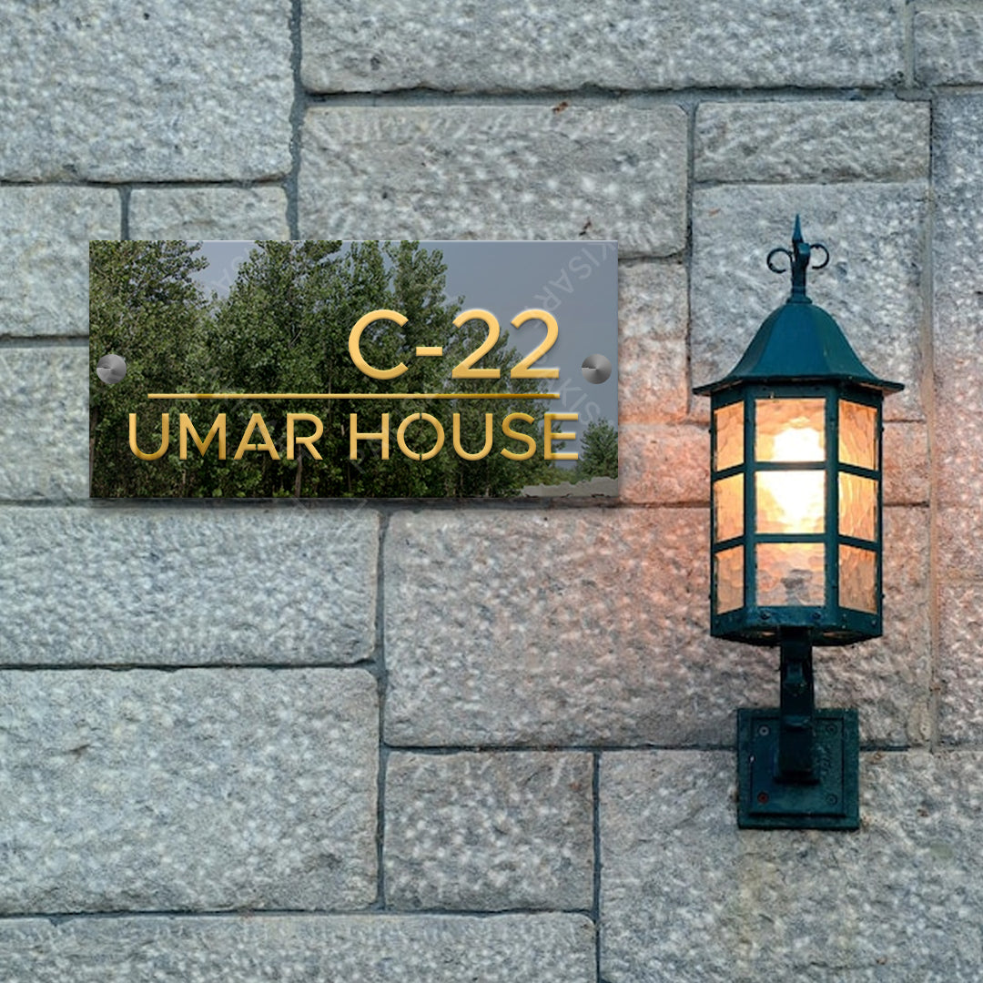 Silver and Gold House Name Plate