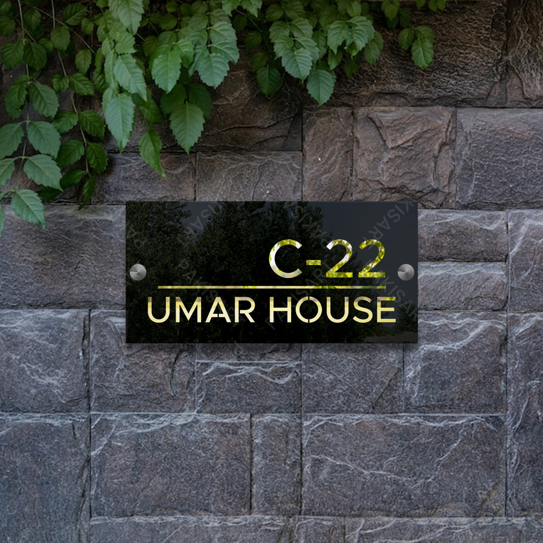 Black and Silver House Name Plate