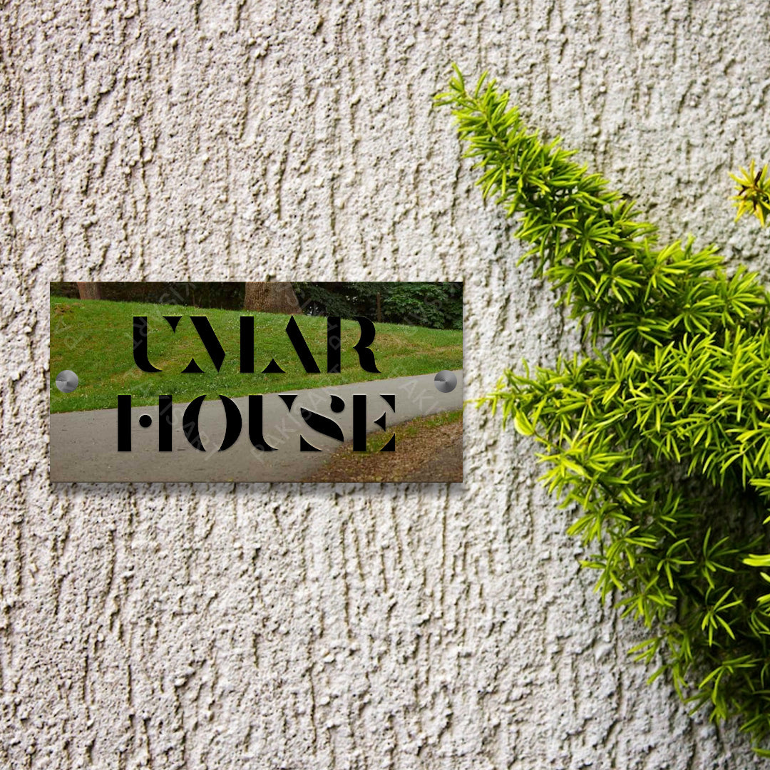 Silver and Black House Name Plate