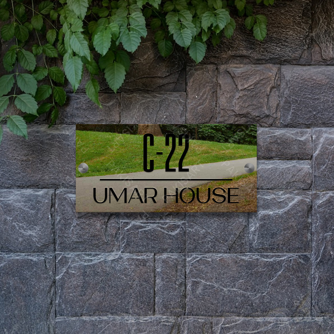 Silver and Black House Name Plate