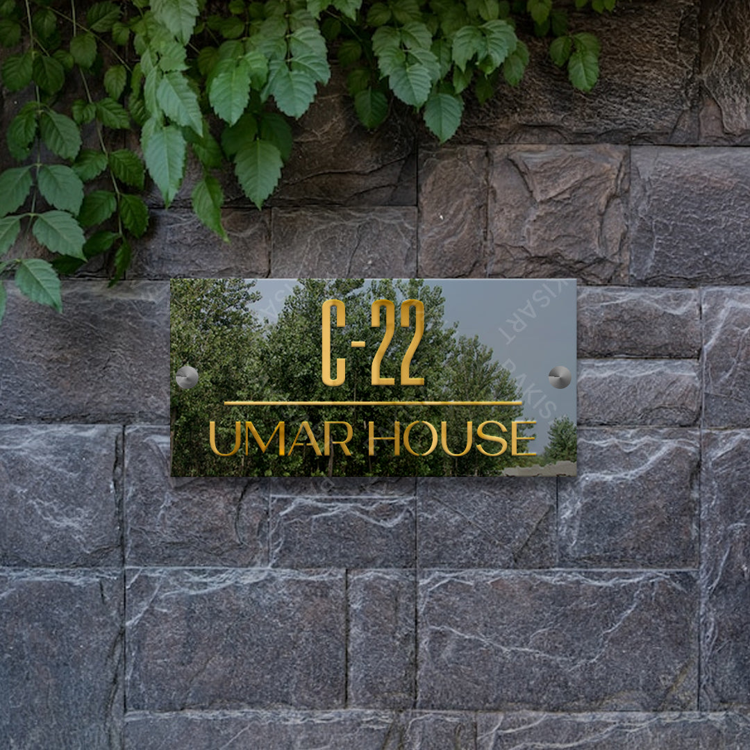 Silver and Gold House Name Plate