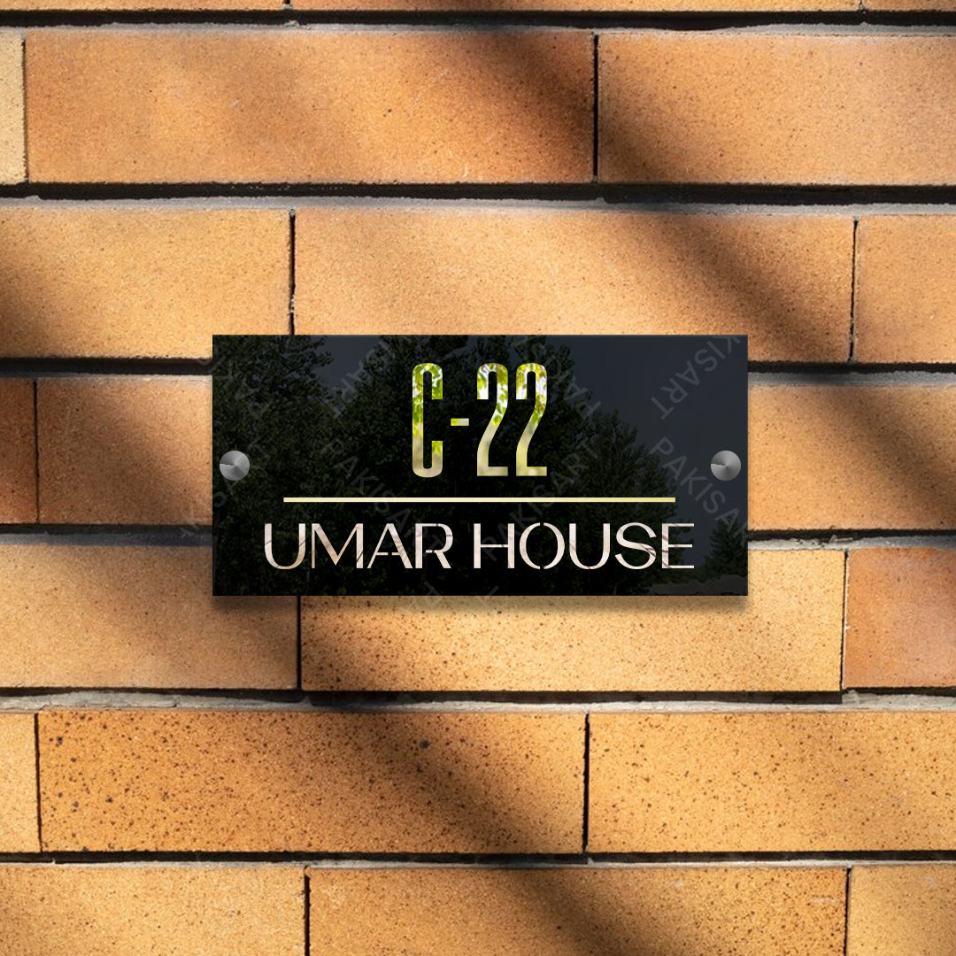 Black and Silver House Name Plate