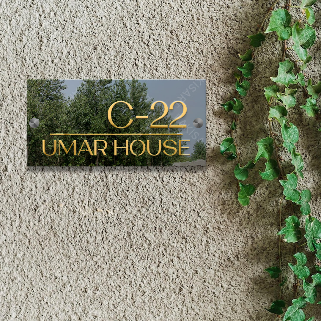 Silver and Gold House Name Plate