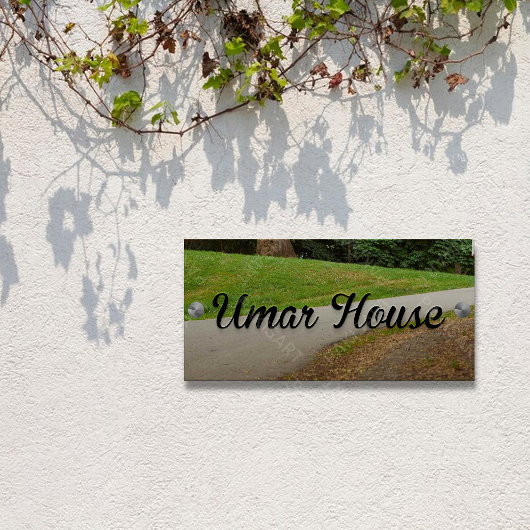 Silver and Black House Name Plate