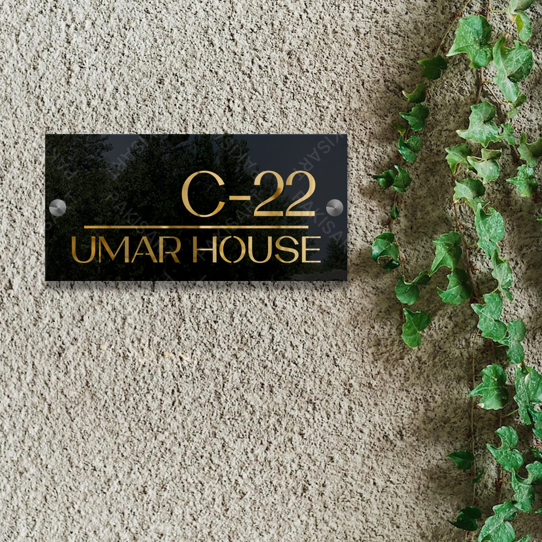 Black and Gold House Name Plate