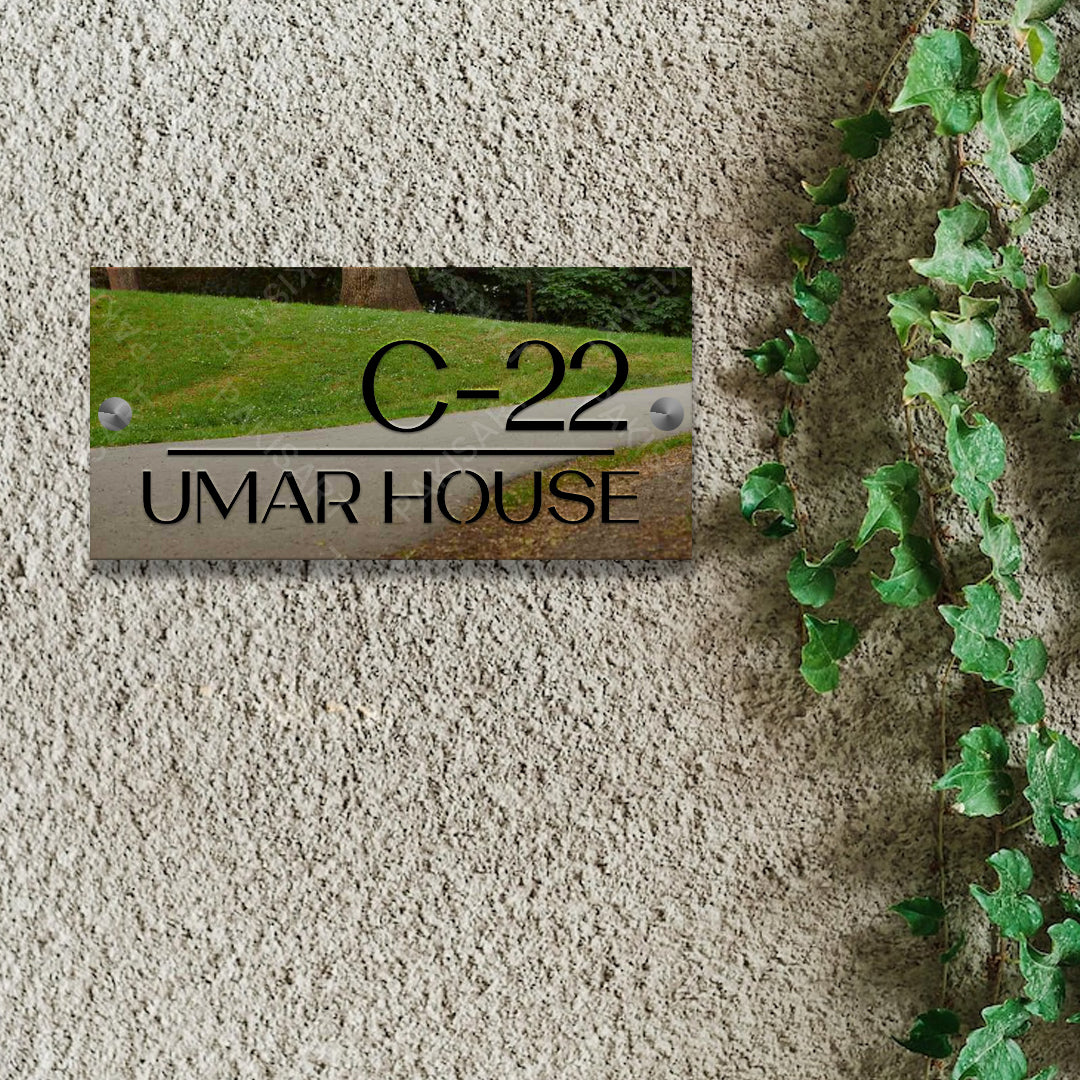 Silver and Black House Name Plate