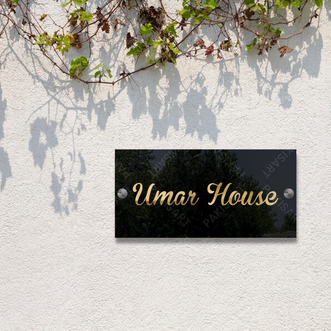 Black and Gold House Name Plate