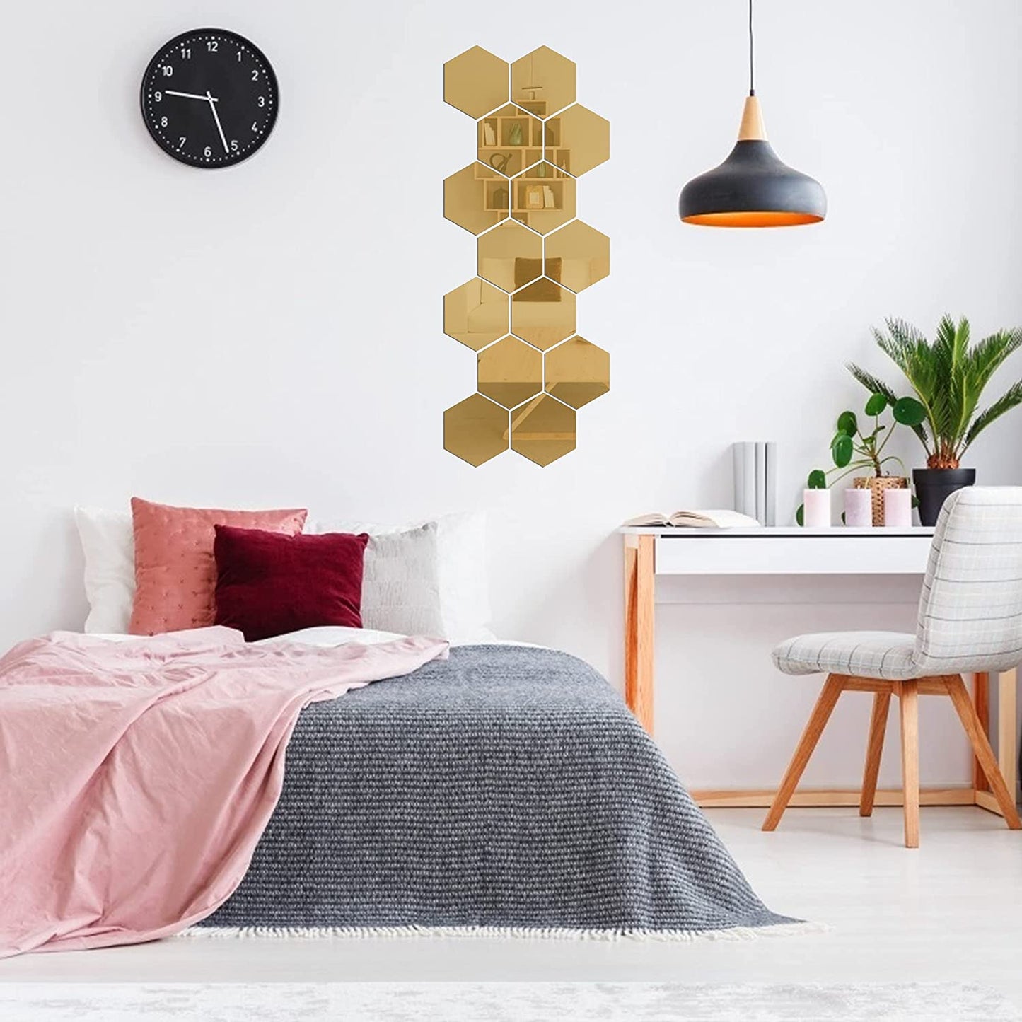 Hexagon Mirror Wall Decor 6" 6pcs