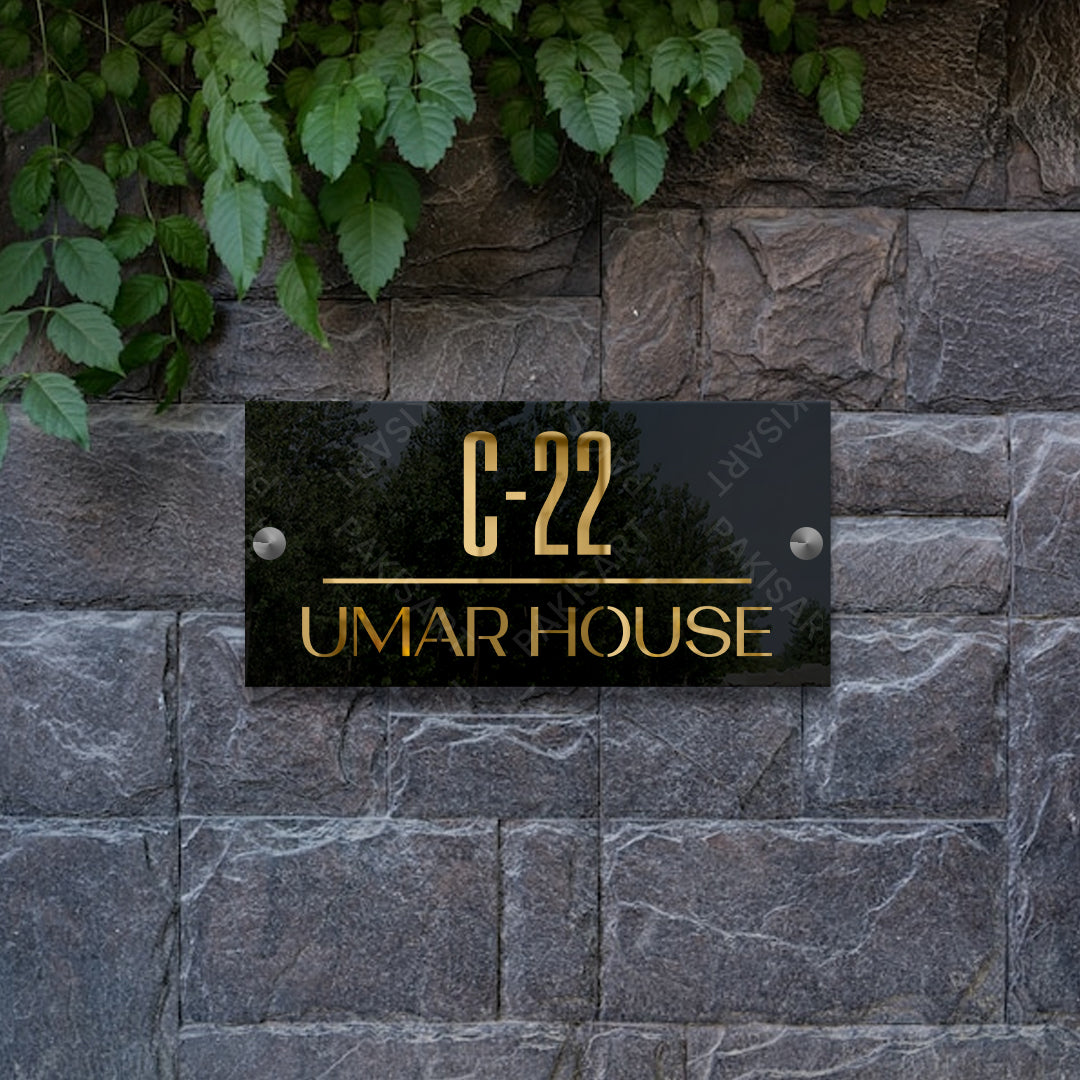 Black and Gold House Name Plate